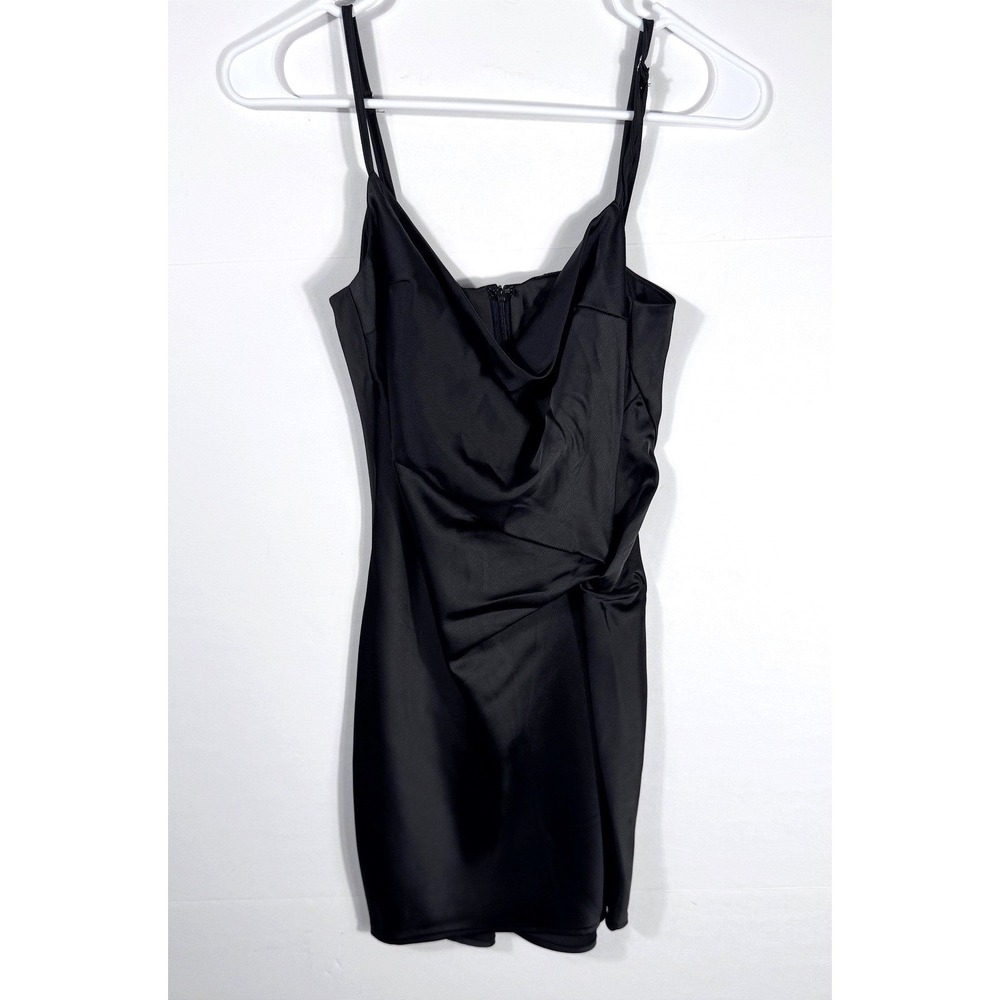 Satin Mini Bodycon Slip Dress Size S Draped Knot Detail Cocktail Hour